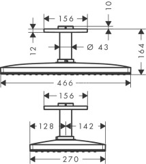 24002600 Rainmaker Select Верхний душ 460 1jet с потолочным подсоединением, черный/хром