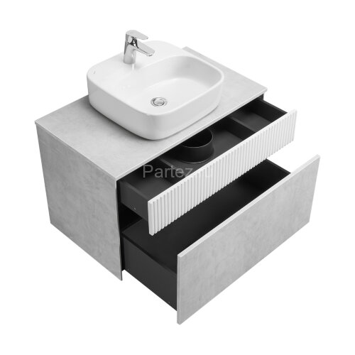 Тумба под раковину AQUATON Марбл 80 800х460х530 подвесная, Слэйт/Белый матовый (1A276201MH4C0)