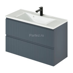 Комплект тумба Итана Kate 100 (987х438х640) подвесная, с раковиной Milena 100, антрацит (CS00090008)