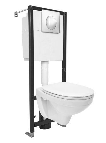 Комплект DELFI TPL инсталляция BLACK кнопка LEON пластик хром глянцевый