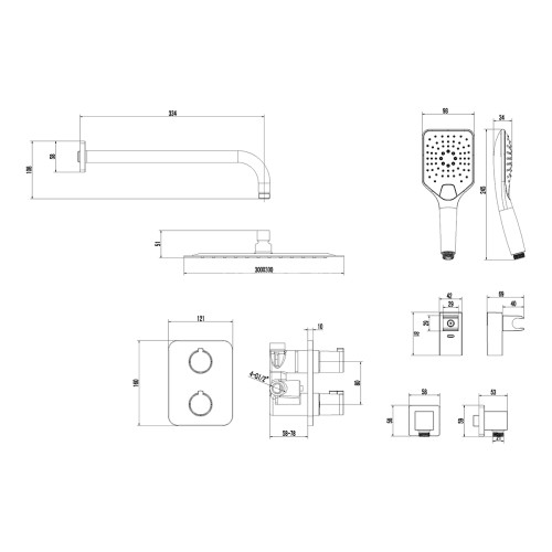 Смеситель Lemark Yeti LM7849C термостатический для душа, встраиваемый