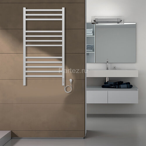 Полотенцесушитель электрический AZARIO ANCONA 500/1000 квадрат, 12 секций, диммер справа, белый (AZ7