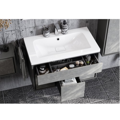 Тумба под раковину AQUATON Уэльс 80 NEW, подвесная, графит (1A267901WA6A0)