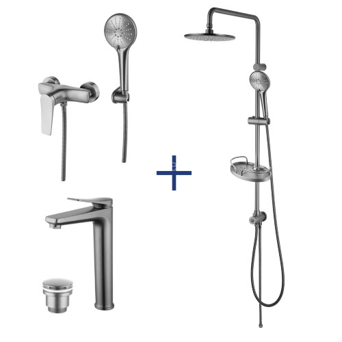 Комплект для ванной комнаты Lemark Bronx LM3789GM "3 в 1"