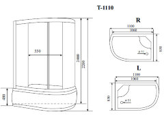 Timo Standart T-1110 P R душевая кабина (110*85*220), шт