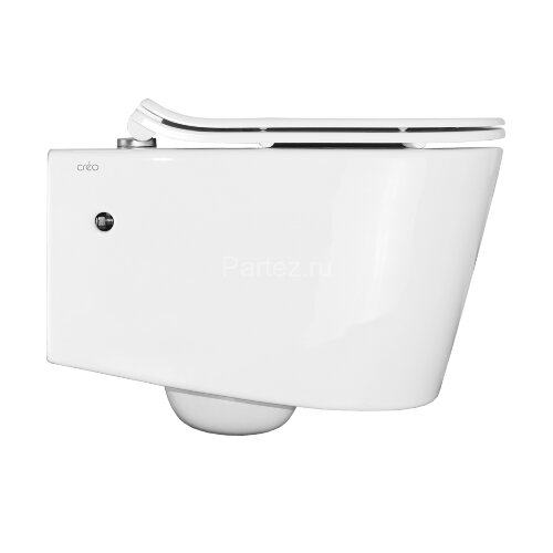 Унитаз подвесной Creo Ceramique RENNES 550х365х370, безободковый с тонким сидением микролифт (RE1100