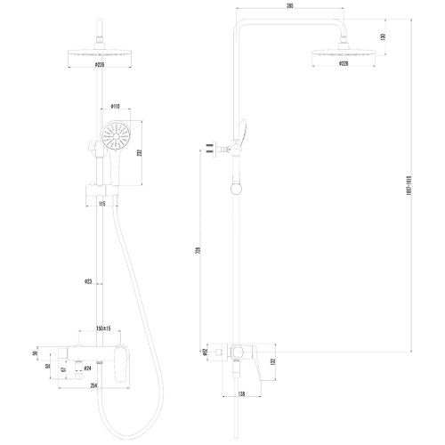 Смеситель Lemark Bronx LM3762BL для ванны и душа с регулируемой высотой штанги