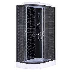 Душевая кабина Loranto 120х80х215 правосторонняя, поддон 13см, черный кирпичный узор, прозрачное стекло 4мм, профиль черный (CS6612013RGB120)