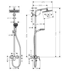 27284000 Crometta E 240 1jet Showerpipe с однорычажным смесителем