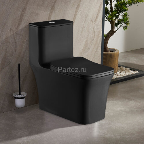 Унитаз-моноблок AZARIO GRESSA 705х370х760 напольный, безободковый в комплекте с сиденьем микролифт, 