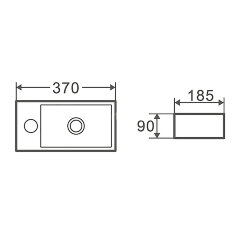 Раковина-чаша Azario 370х185х90 накладная, угловая, подвесная, прямоугольная, белый глянец (AZ-5092L