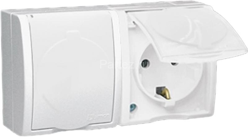 Розетка 2-м ОП Simon15 16А IP54 250В с заземл. с крышкой винт. клеммы бел. Simon 1594433-030