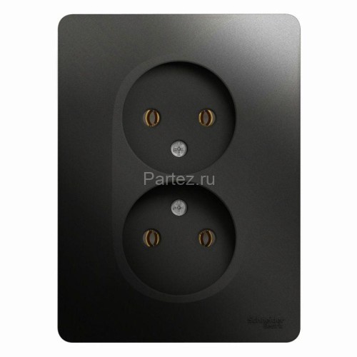 Розетка 2-м СП Glossa 16А IP20 без заземл. в сборе антрацит SE GSL000720