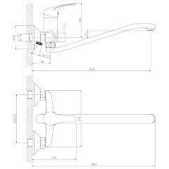 Смеситель Rossinka A35-34 универсальный с S-образным изливом