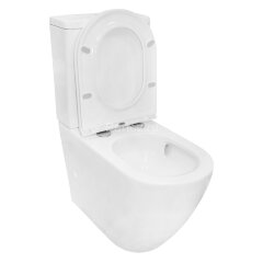 Унитаз-компакт Azario Grado 665х380х845 напольный, смыв &quot;Торнадо&quot;, безободковый, с бачком и сидением