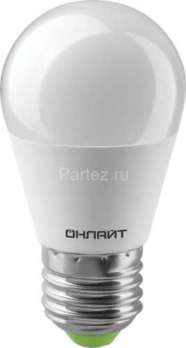 Лампа светодиодная 71 646 OLL-G45-6-230-4K-E27 6Вт шар 4000К нейтр. бел. E27 470лм 176-264В ОНЛАЙТ 7