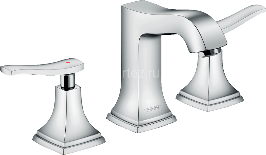 31330000 Metropol Classic Смеситель для раковины 110 на 3 отверстия, с рычаговыми рукоятками, со сли