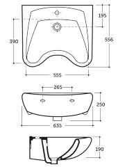 Раковина хирургическая КЕРАМИН 55 с креплением, белая (CS00077222)