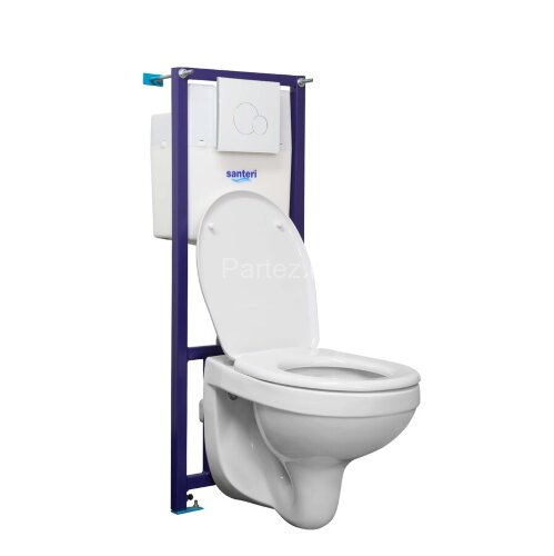 ПЭК Santeri Альфа комплект унитаза с инсталляцией, белая кнопка смыва (1.3815.9.S00.00B.2)