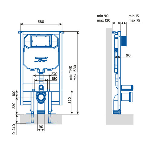 СЕТ: Инсталляция IDROSPANIA MENORCA + унитаз Azario Grado смыв "Торнадо", с сиденьем микролифт (4022