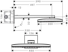 24007400 Верхний душ Rainmaker Select 460 3jet , с держателем 450 мм