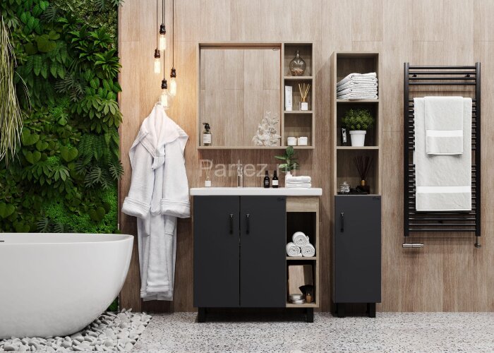 Тумба напольная Onika Тимбер 80.10 серый мат./дуб сонома (108046)