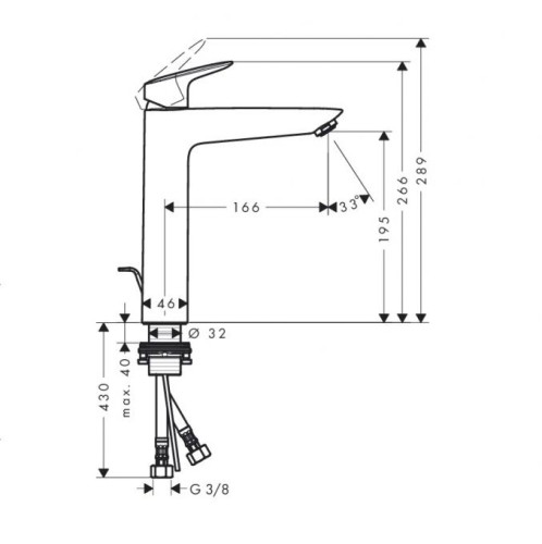 71090000 Logis Смеситель для раковины 190, однорычажный, с донным клапаном