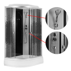 Душевая кабина Loranto 120x80x215 правая, поддон 25 см, 4 мм прозрачное стекло с рисунком "мозайка" (CS-1200-25ТМ/М R)