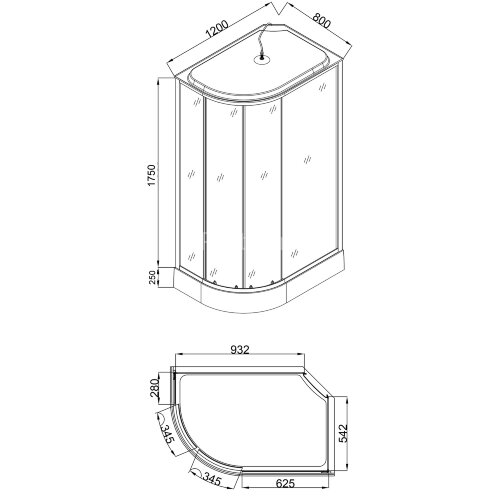 Душевая кабина Loranto 120x80x215 правая, поддон 25 см, 4 мм прозрачное стекло с рисунком "мозайка" (CS-1200-25ТМ/М R)
