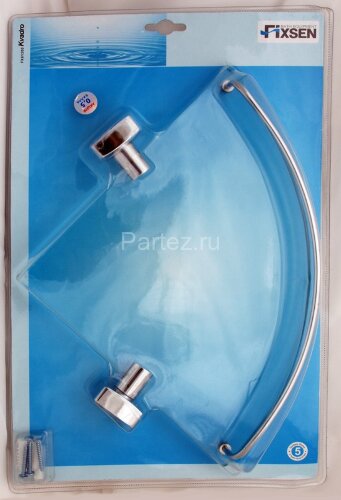 Полка стеклянная Fixsen Kvadro угловая, хром (FX-61303A)