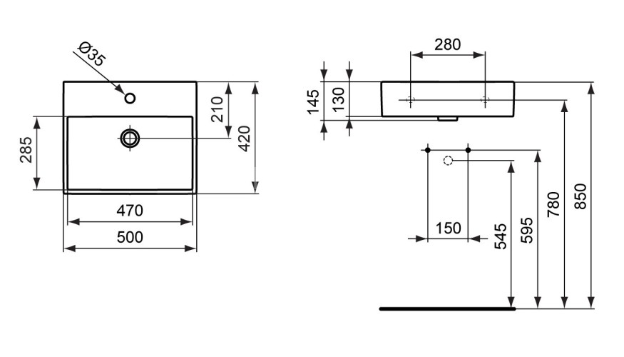 Раковина Ideal Standard STRADA 50 см., белая (K077701)