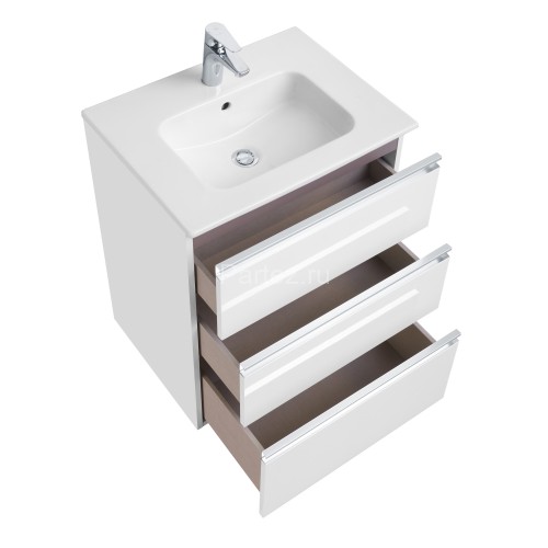 THE GAP Модуль д/раковины 600 мм, 3 ящика, белый глянец