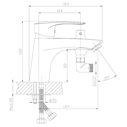 Смеситель Rossinka T40-38 на борт ванны на 1 отверстие