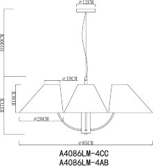 Подвесная люстра Arte Lamp A4086LM-4CC