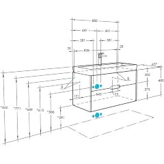 Тумба под раковину AQUATON Оливия 90 подвесная Бежевый/Дуб веллингтон (1A254401OLVG0)