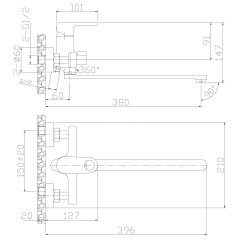 Смеситель Rossinka RS33-32 для ванны универсальный