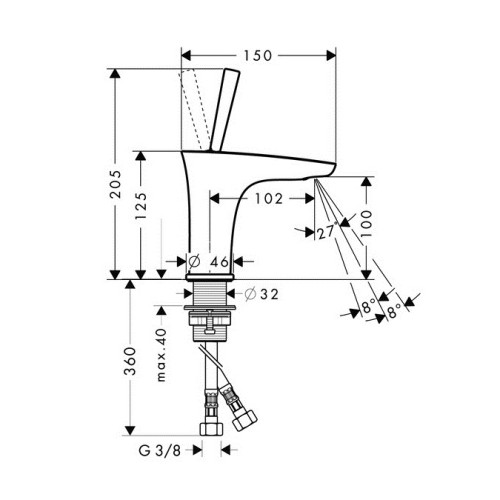 15075400 PuraVida Смеситель для маленькой раковины, однорычажный