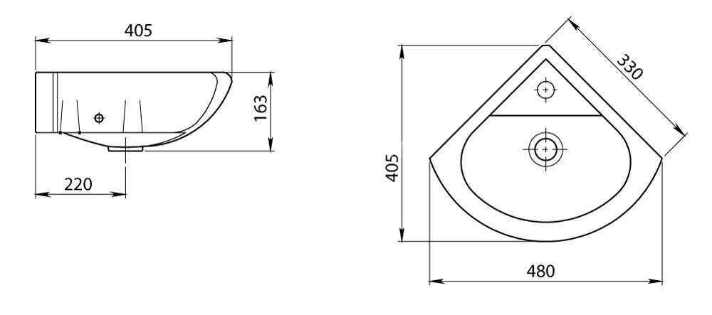 Раковина Santeri Радиан 332 мм, угловая, белая (1.3130.9.S00.10B.0)