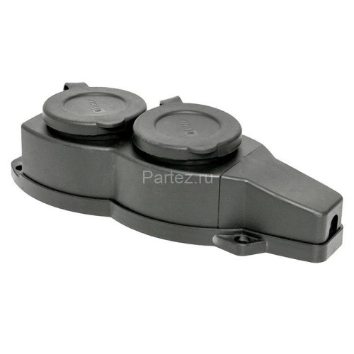 Розетка 2-м 16А IP44 2P+PE 230В с защ. крышками каучук Basic EKF RPS-018-16-230-44