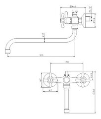 Смеситель Rossinka Y02-82 для ванны универсальный