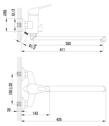 Смеситель Lemark Luna LM4151C универсальный