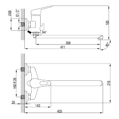 Смеситель Lemark Luna LM4151C универсальный