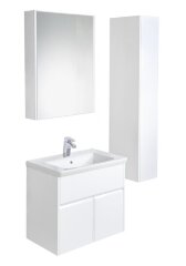 UP Шкаф зеркальный 600 мм левый, белый глянец