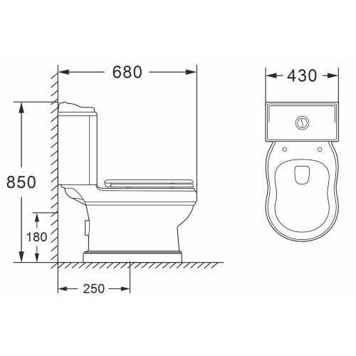 Унитаз-компакт Azario LORETTI 680х430х850 напольный, в комплекте с сиденьем полипропилен микролифт (