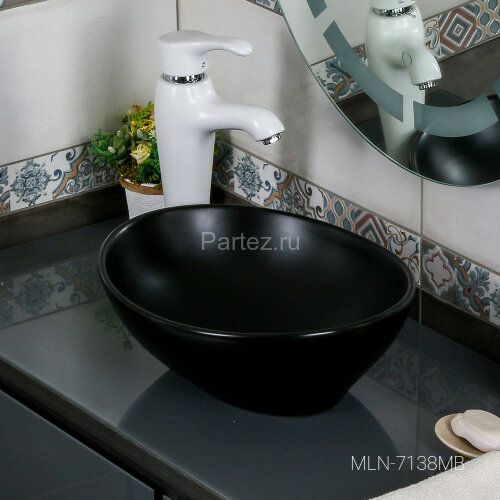 Накладная раковина melana mln-7138mb (матовая черная)