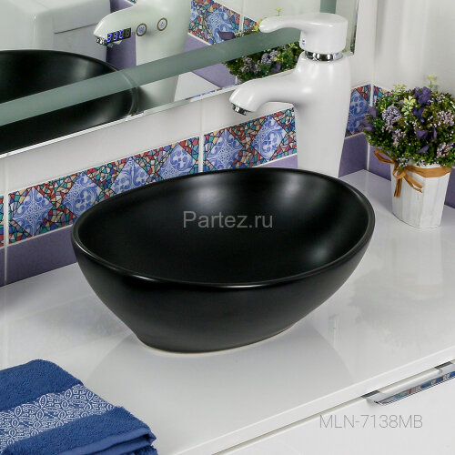 Накладная раковина melana mln-7138mb (матовая черная)