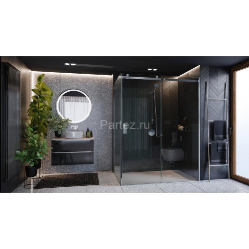 Душевая дверь Roca AREA раздвижная 140х200, толщина полотна 8мм левая, цвет профиля хром