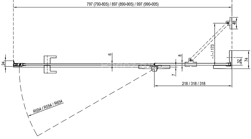 Набор крепежей для душевой двери Ravak Brilliant R Хром (D01000A083)