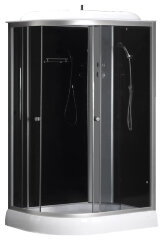 Душевая кабина LORANTO 120х80х215 с низким поддоном 13 см, черное закаленное стекло 4 мм, профиль хром (CS-66121R G 120)