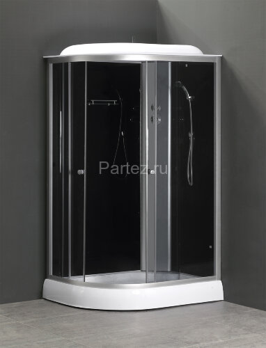 Душевая кабина LORANTO 120х80х215 с низким поддоном 13 см, черное закаленное стекло 4 мм, профиль хром (CS-66121R G 120)